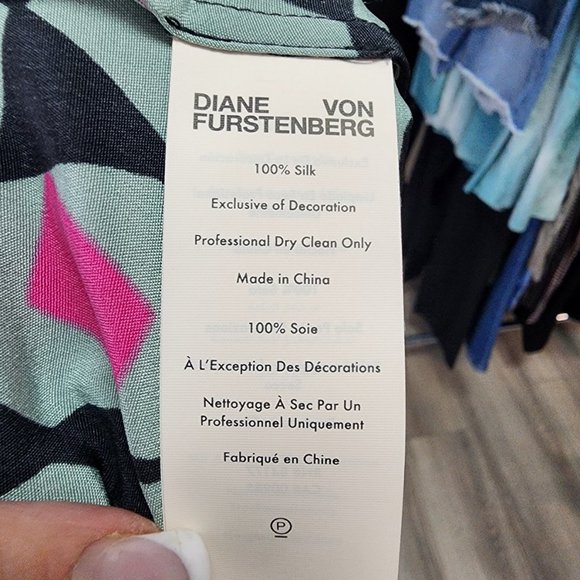 Diane Von Furstenberg Pink and Green Geometric Midi Skirt - Picture 9 of 10